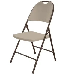 Plastic Resin Folding Table & 8 Chairs Package in Mocha Granite (60'' Round)
