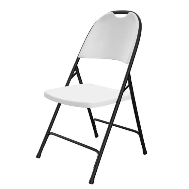 Plastic Resin Folding Table & 8 Chairs Package in Gray Granite (60'' Round)