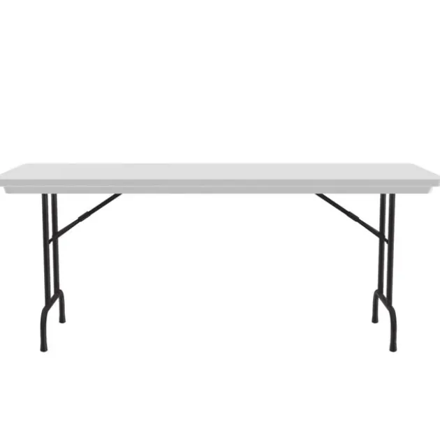 Plastic Resin Folding Table & 8 Chairs Package in Gray Granite (30''x96" Rectangle)