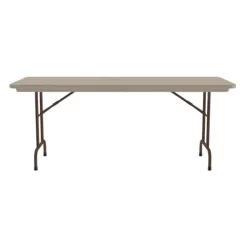 Plastic Resin Folding Table & 8 Chairs Package in Mocha Granite (30''x72" Rectangle)