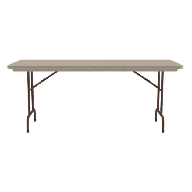 Plastic Resin Folding Table & 8 Chairs Package in Mocha Granite (30''x72" Rectangle)