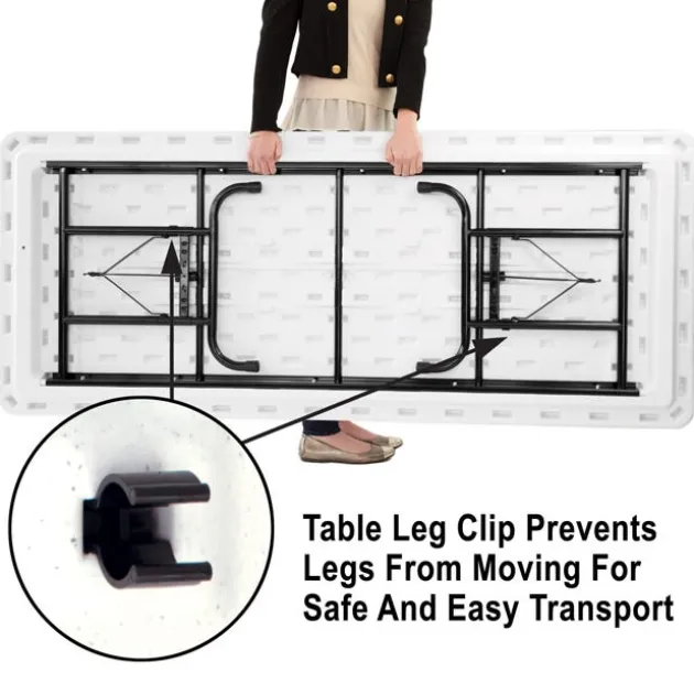 Plastic Resin Folding Table & 8 Chairs Package in Mocha Granite (30''x72" Rectangle)
