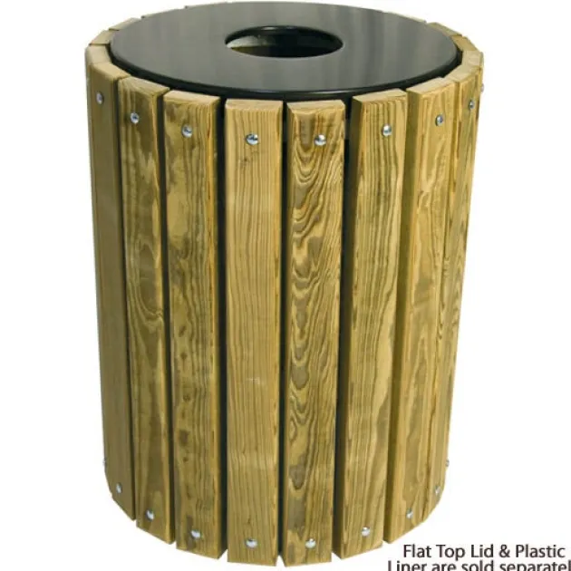 Pressure Treated Round Outdoor Trash Receptacle