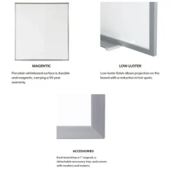 Proma Projection Porcelain Whiteboard with Map Rail by Ghent