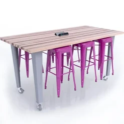 Quick Ship IDEA Island Butcher Block Work Table and Stools Package