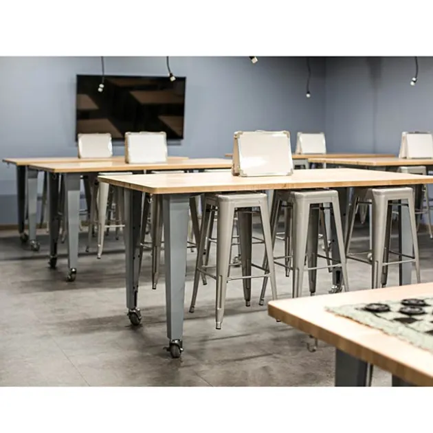 Quick Ship IDEA Island Butcher Block Work Table and Stools Package