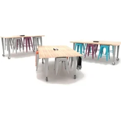 Quick Ship IDEA Island Butcher Block Work Table and Stools Package