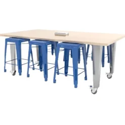 Quick Ship IDEA Island Butcher Block Work Table and Stools Package