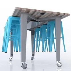 Quick Ship IDEA Island HPL Work Table and Stools Package