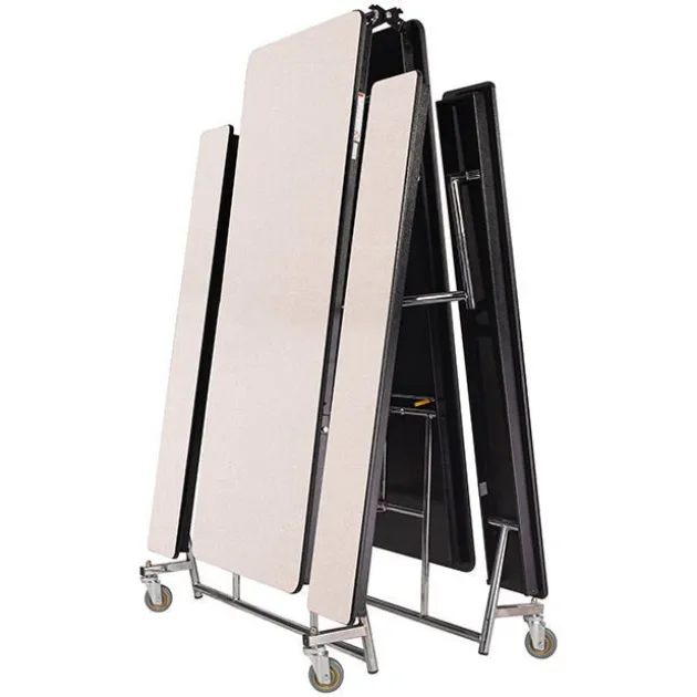 Quick Ship Mobile Bench Cafeteria Table w/ MDF Top, ProtectEdge & Chrome Frame