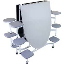 Quick Ship Mobile Stool Cafeteria Table w/ Elliptical Top