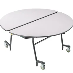 Quick Ship 60'' Round Mobile Table with MDF Core and Protect Edge - Black Frame
