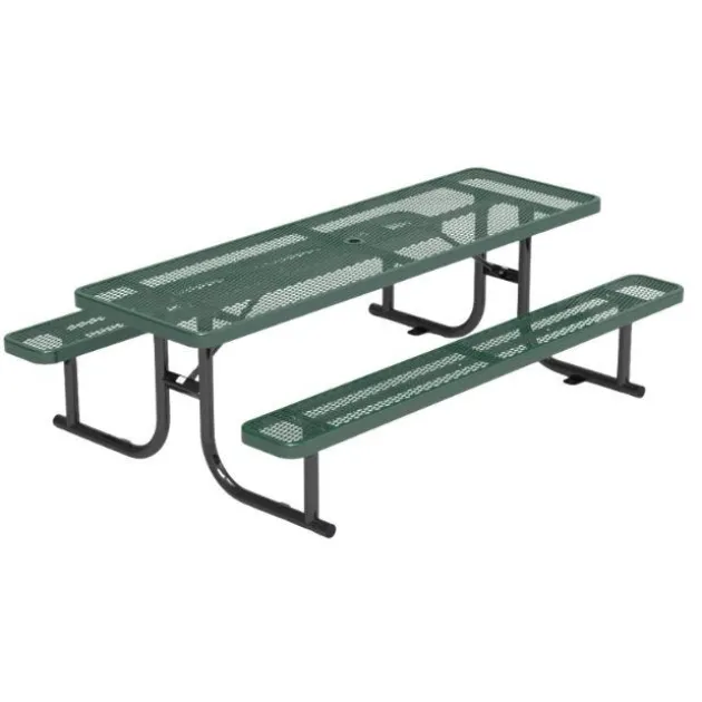 Rectangle Expanded Metal Outdoor Bench with Back