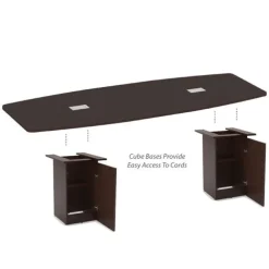 Rectangle Shaped Conference Table w/ Pedestal Cube Base & Access Doors (8')