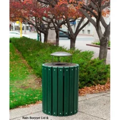 Recycled Plastic Round Outdoor Trash Receptacle