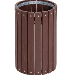 Recycled Plastic Round Outdoor Trash Receptacle