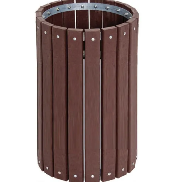 Recycled Plastic Round Outdoor Trash Receptacle