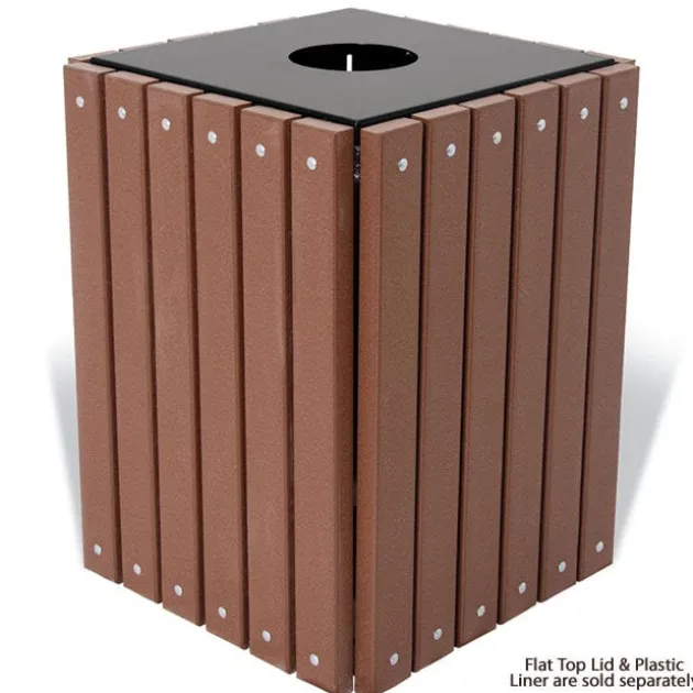 Recycled Plastic Square Outdoor Trash Receptacle