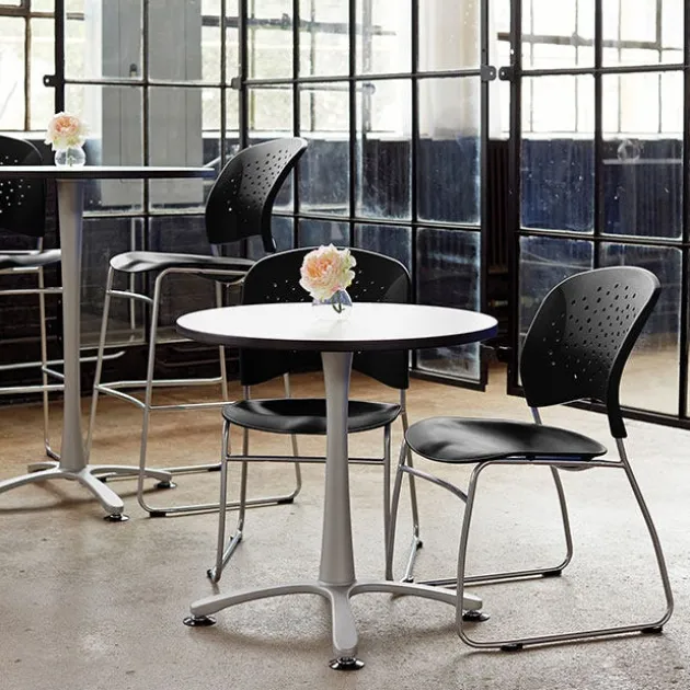 Reve Collection Round Back Bistro-Height Chair w/ Sled Base (31” H Fixed Height)