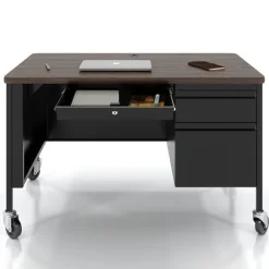 Right Hand Mobile Teacher Desk w/ Single Pedestal - 48” W x 30” D