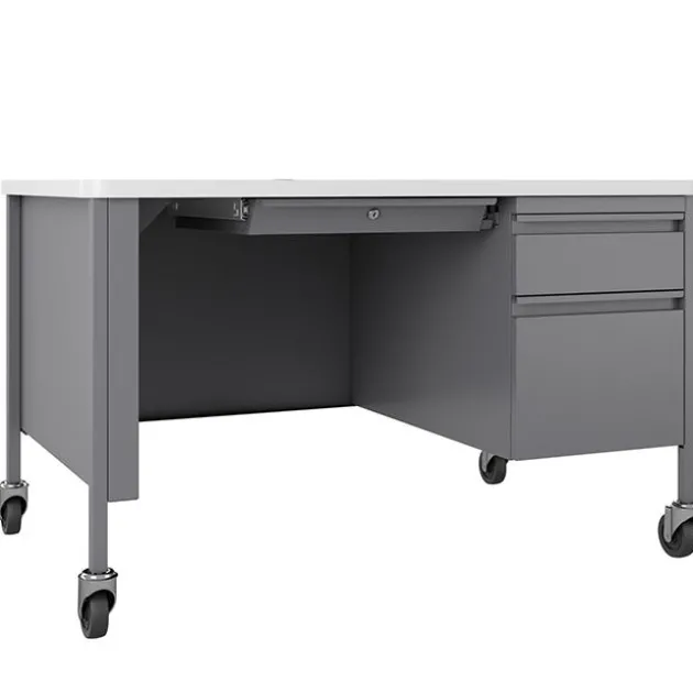 Right Hand Mobile Teacher Desk w/ Single Pedestal - 48” W x 30” D