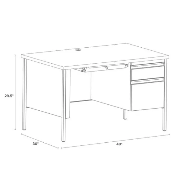 Right Hand Single Pedestal Desk - 48" W x 30" D