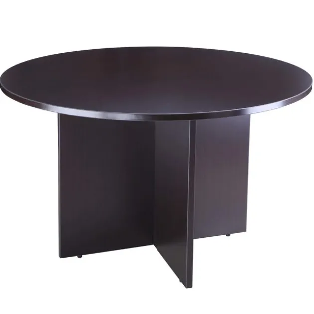 Round Conference Table Set w/ 4 Guest Chairs with Casters