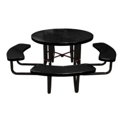 Round Outdoor Picnic Table with Perforated Metal Frame