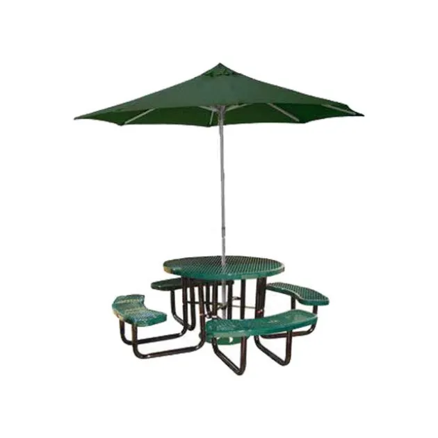 Round Outdoor Picnic Table with Perforated Metal Frame