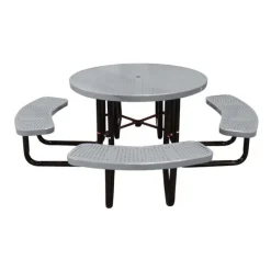Round Outdoor Picnic Table with Perforated Metal Frame