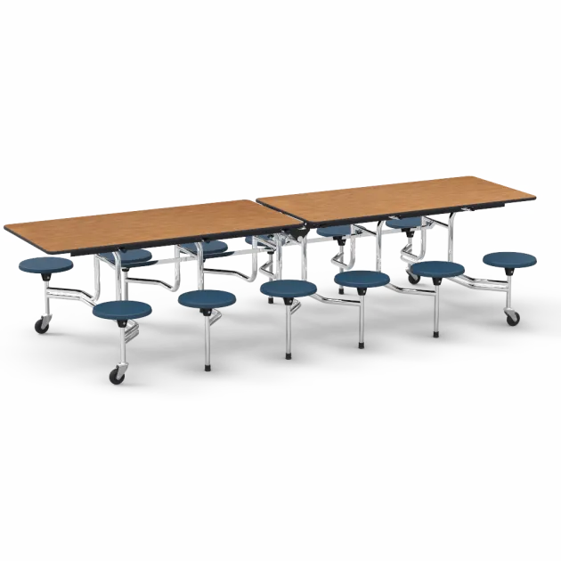 12-Seat Mobile Folding Stool Cafeteria Table (12' X 29'' H)