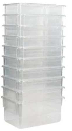 Set of 10 Translucent Trays (7-3/4'' W x 5-1/8'' H x 11-1/4'' D)