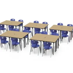 Set of 24 Velocity Rectangle Desks & 24 Oracle 4-Leg Chair Package