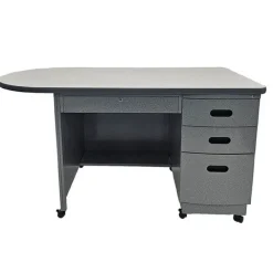 Sidebar Single Pedestal Teacher Desk with Casters