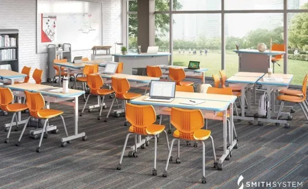 Silhouette Double Student Desks