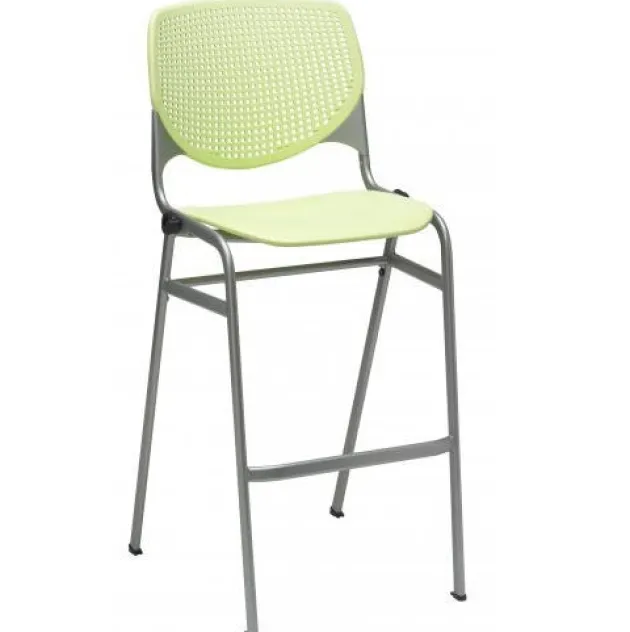 Silver Base Cafe Table with Six Kool Barstools- 36'' X 72'' Rectangle