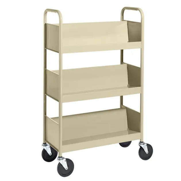 Single-Sided 3-Shelf Combination Cart w/ Sloped Shelves - 47"H