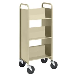 Single-Sided 3-Shelf Combination Cart w/ Sloped Shelves - 44
