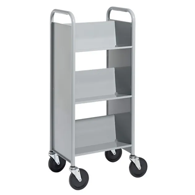 Single-Sided 3-Shelf Combination Cart w/ Sloped Shelves - 44"H
