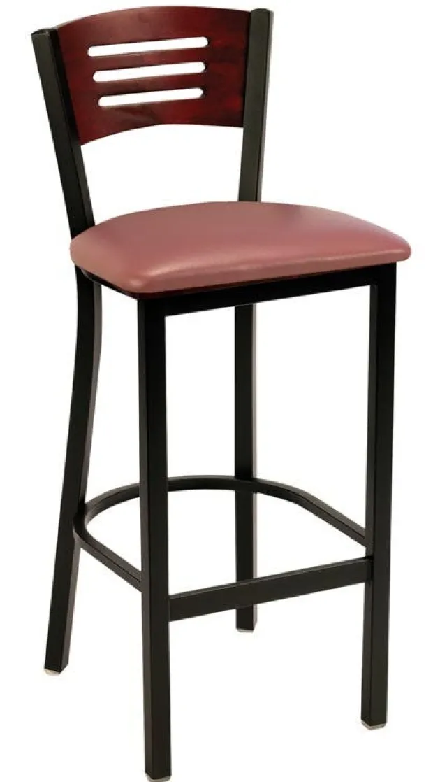 Slat Back Cafe Stool w/ Padded Seat