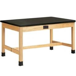 Solid Epoxy Resin Top Hardwood Science Table (36'' D X 48'' W)