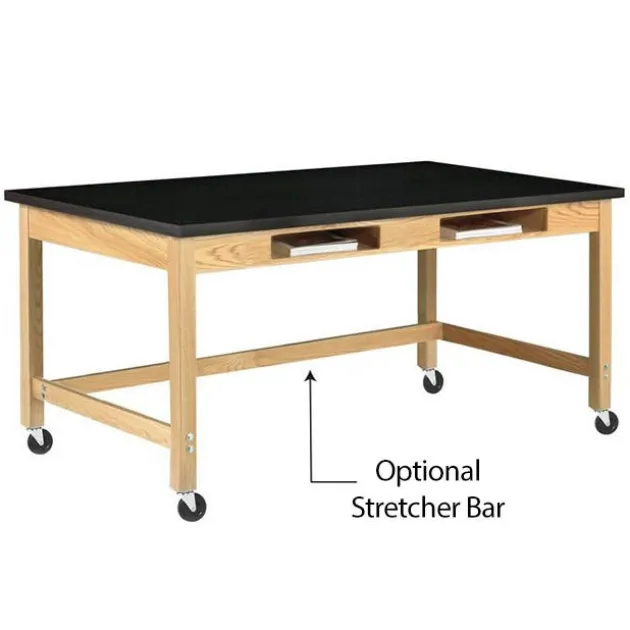 Solid Epoxy Resin Top Hardwood Science Table (36'' D X 60'' W)