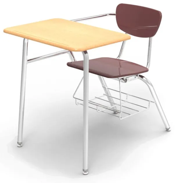 Solid Plastic Top Chair Desk with Bookrack