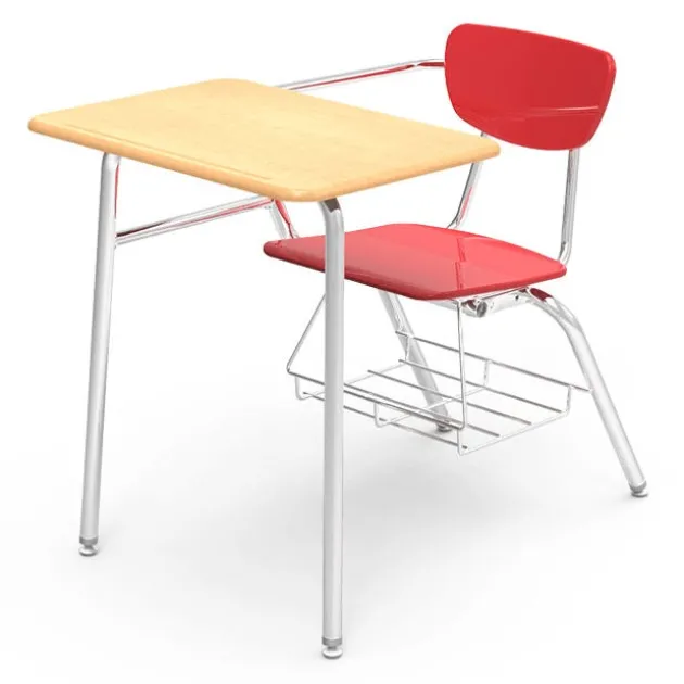 Solid Plastic Top Chair Desk with Bookrack