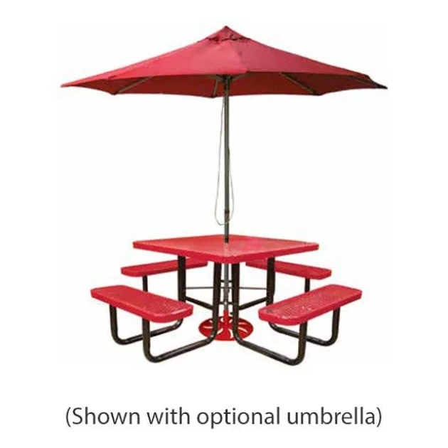 Square Outdoor Picnic Table with Perforated Metal Frame