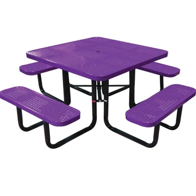 Square Outdoor Picnic Table with Perforated Metal Frame
