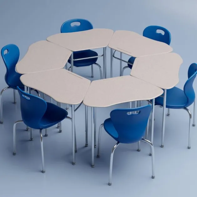6 Student Classroom Package w/ 18"H Omnia Chairs & Hexagon Solid Plastic Desks (5th-Adult)