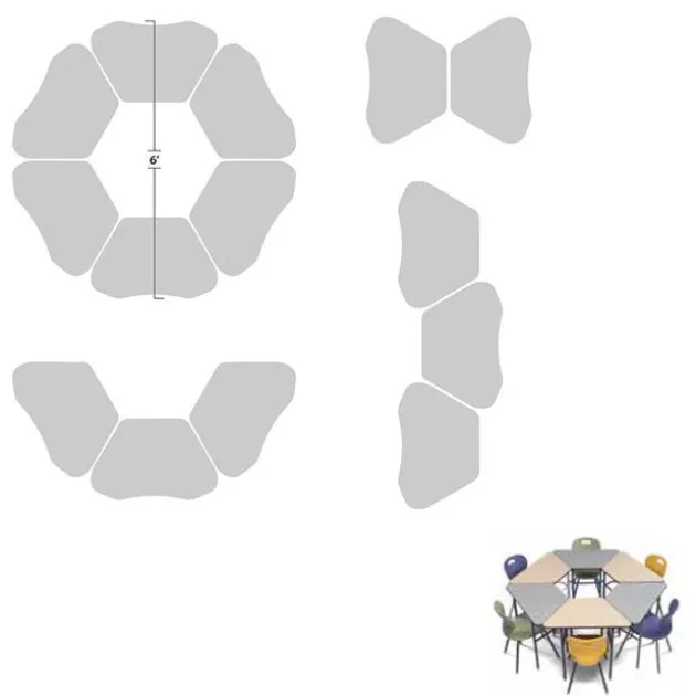 12 Student Classroom Package w/ 18"H Omnia Chairs & Hexagon Solid Plastic Desks (5th-Adult)