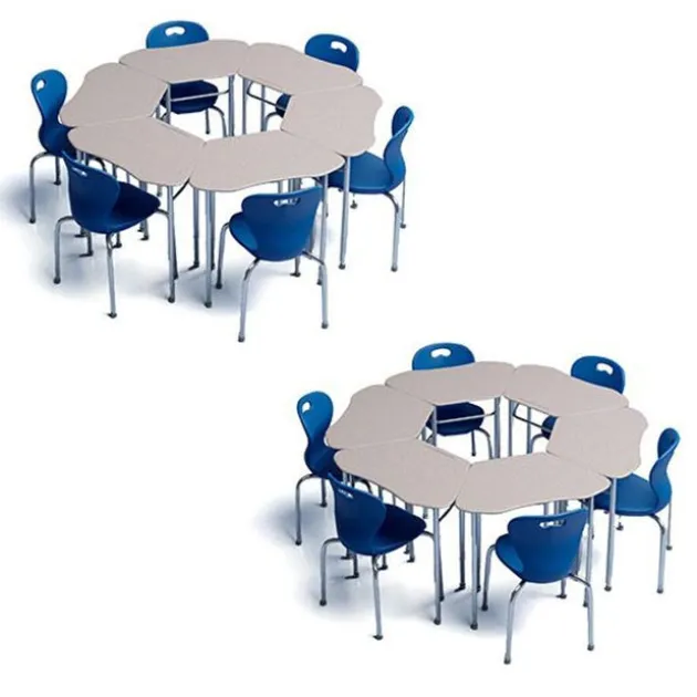 12 Student Classroom Package w/ 18"H Omnia Chairs & Hexagon Solid Plastic Desks (5th-Adult)