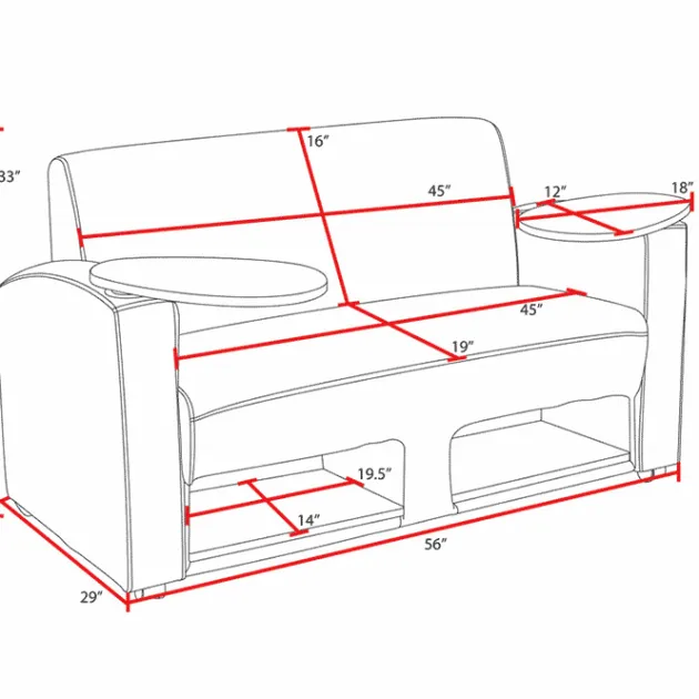 Supernova Tablet Arm Loveseat